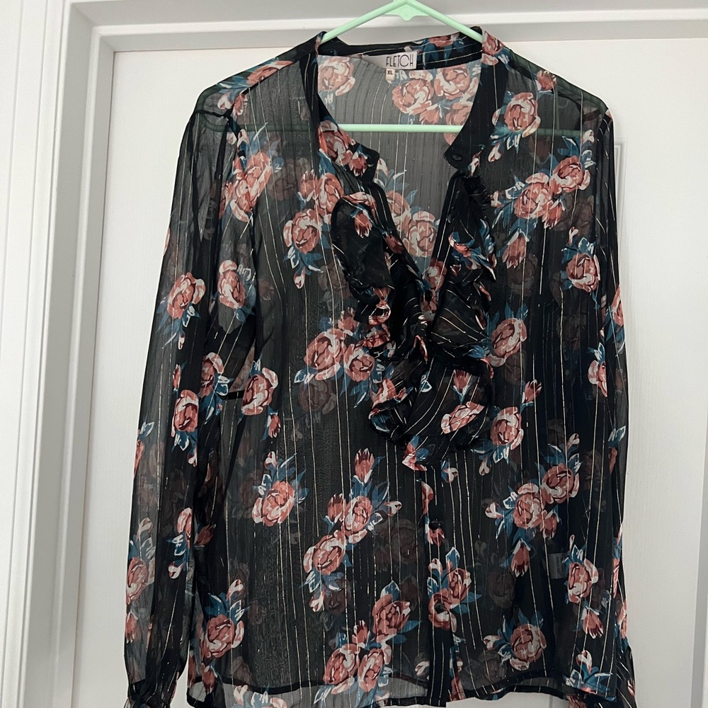 Shop Fletch Rose Ruffle Blouse - Picture 3 of 5